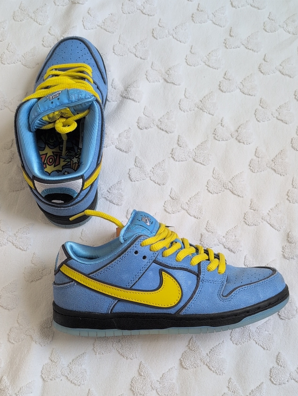 Nike Dunk Power Puff in Light Blue and Bright Yellow